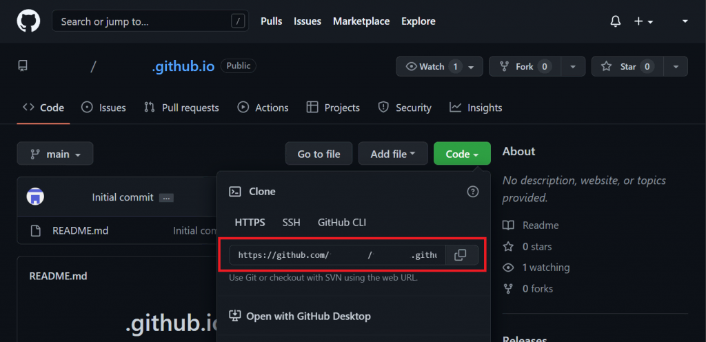 Copying a GitHub repository's URL.