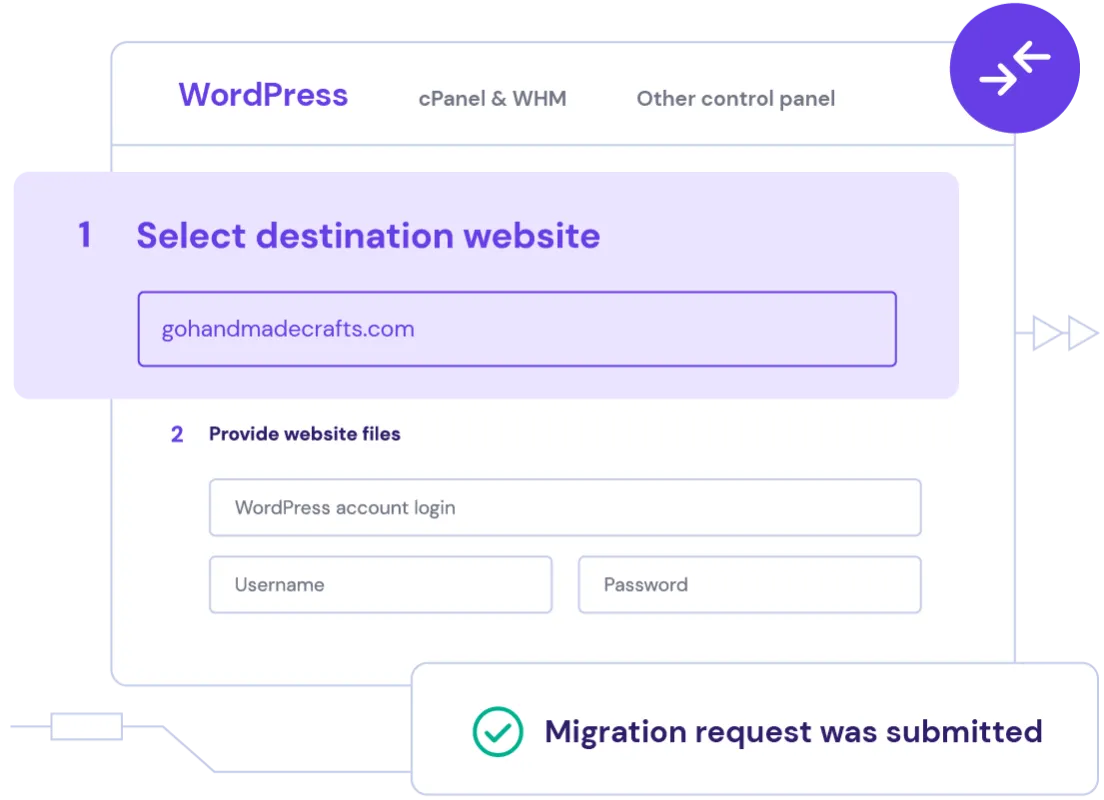 Website migration request to change the hosting provider
