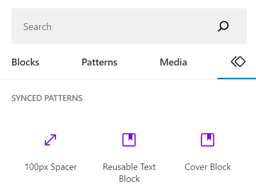 Synced pattern options that replaces reusable blocks