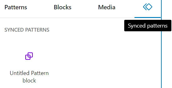 The synced patterns tab on the block inserter panel