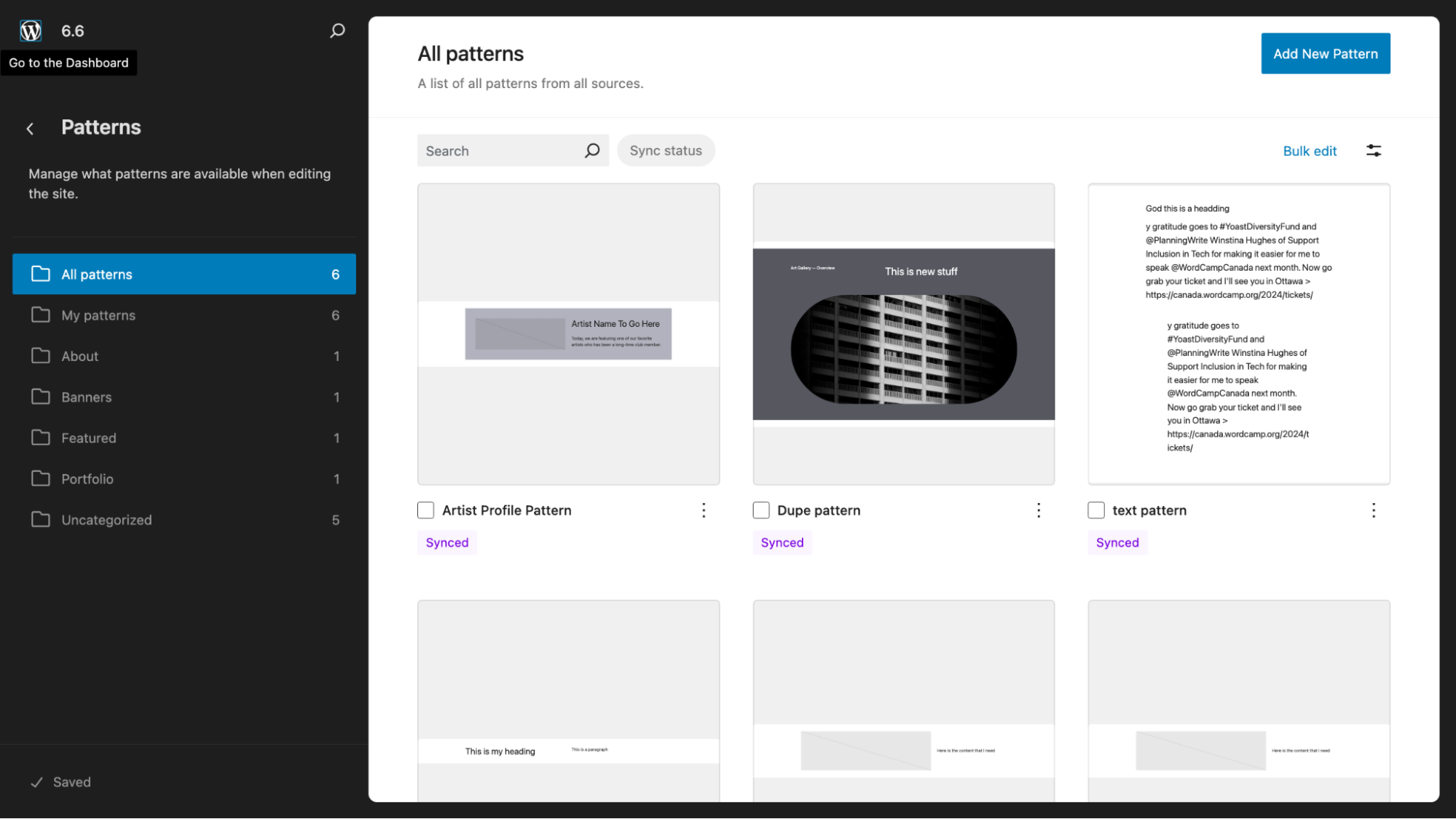 The pattern library for classic themes