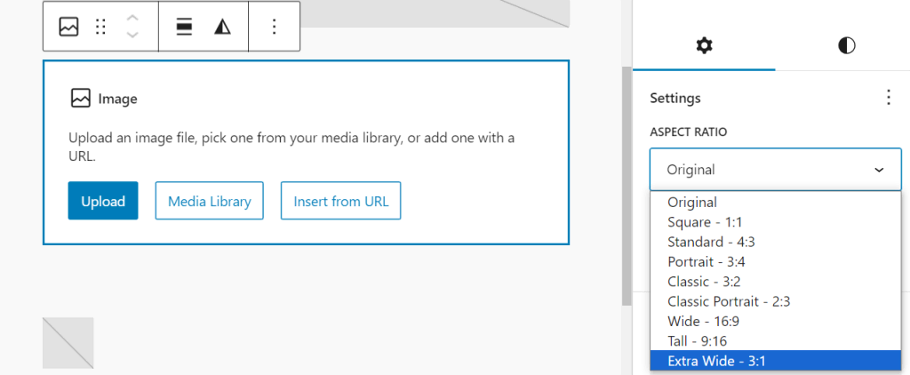 A custom aspect ratio on the block editor