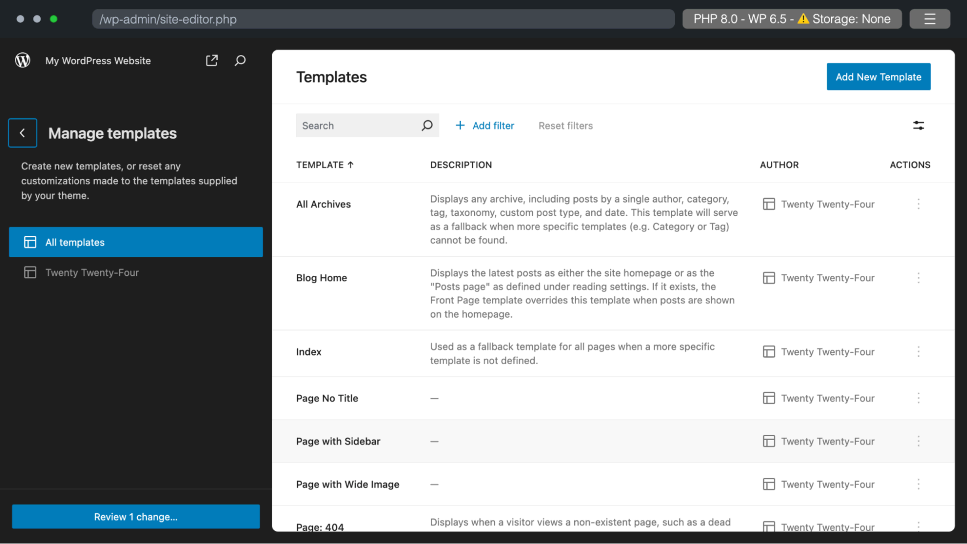 Template library on WordPress 6.5