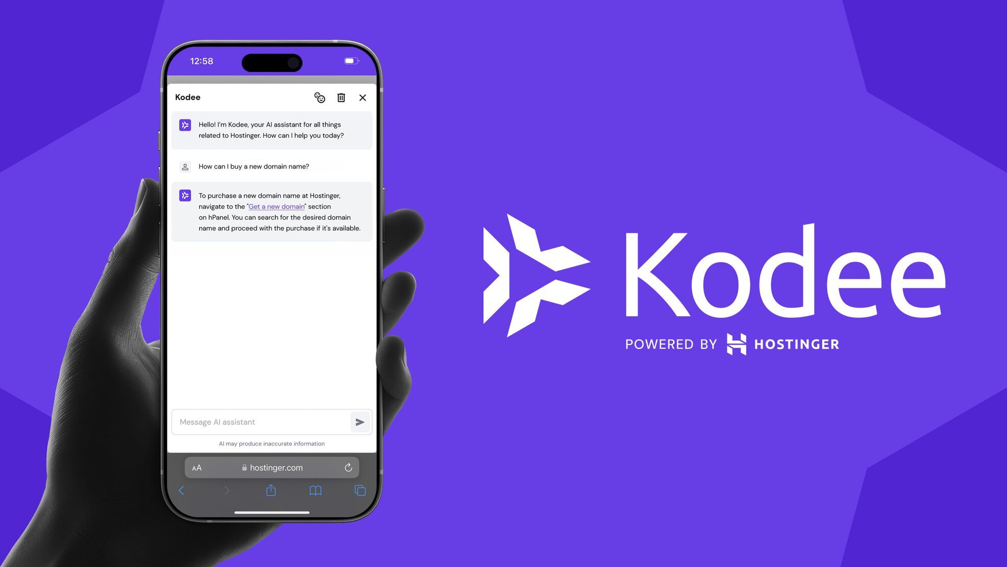 Meet Kodee, your instant companion for building and managing your website