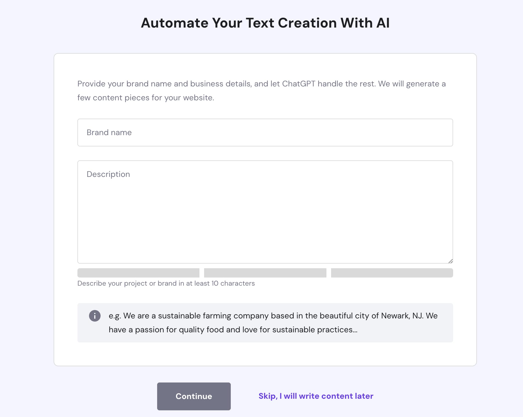 Using AI Assistant while setting up a WordPress website