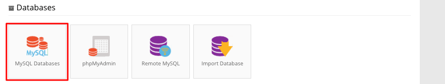 Hostinger Control Panel MySQL Databases Section