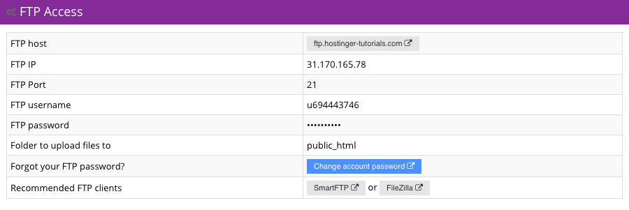 Akses FTP Hostinger