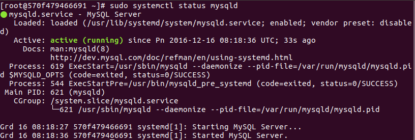 status mysql