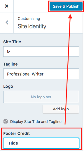 Simpan dan Terbitkan Site Identity WordPress