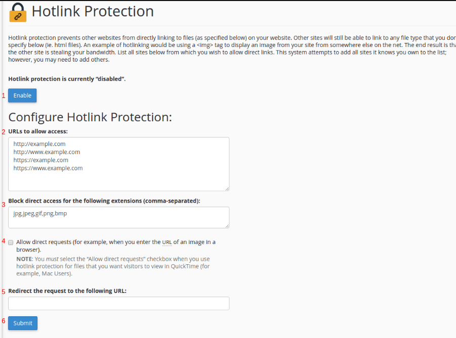 HotLink protection options