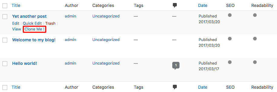 WordPress Clone Post