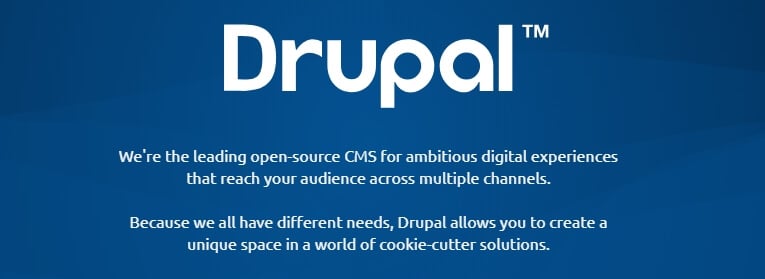 La page d'accueil de Drupal.