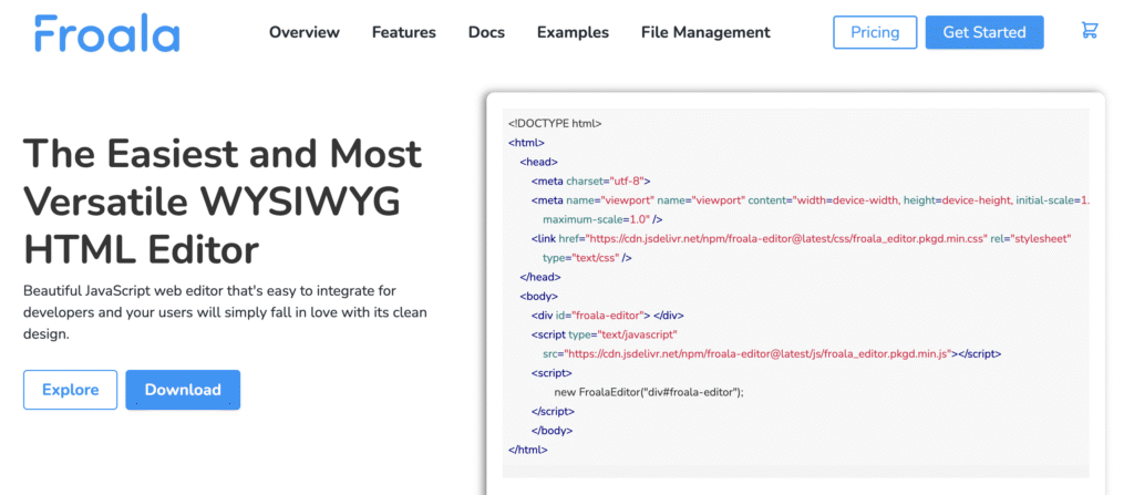 Froala website home page