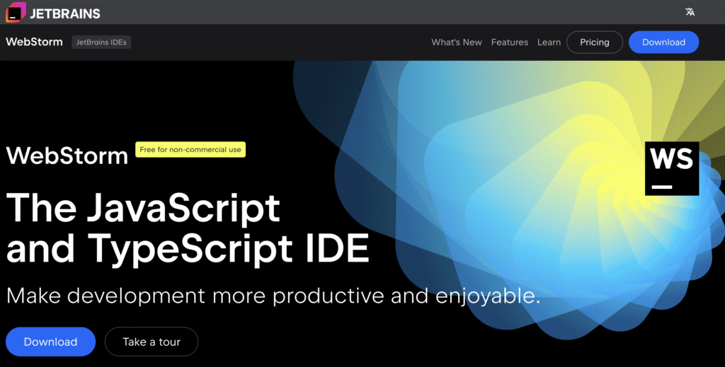JetBrain's WebStorm landing page