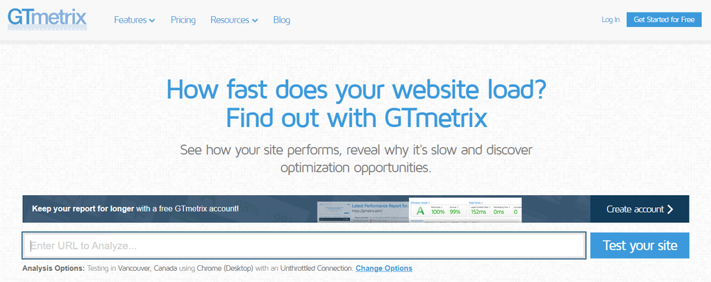 GTmetrix Account Features
