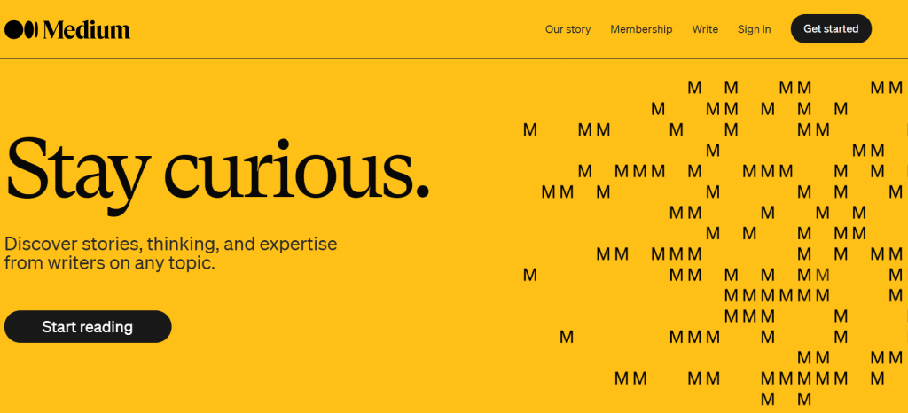 Medium homepage