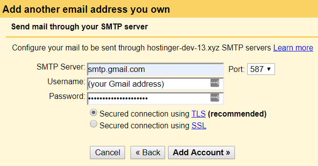 gmail secure smtp external