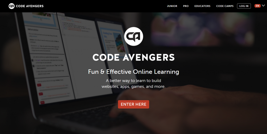 Code Avengers homepage.