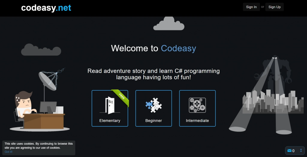 Codeasy homepage.