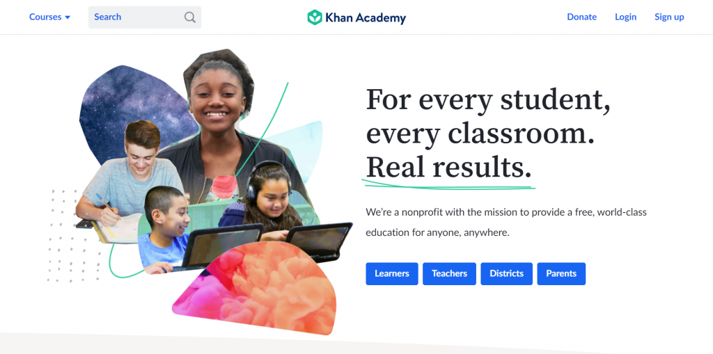 Khan Academy homepage.