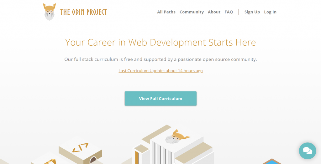 The Odin Project homepage.