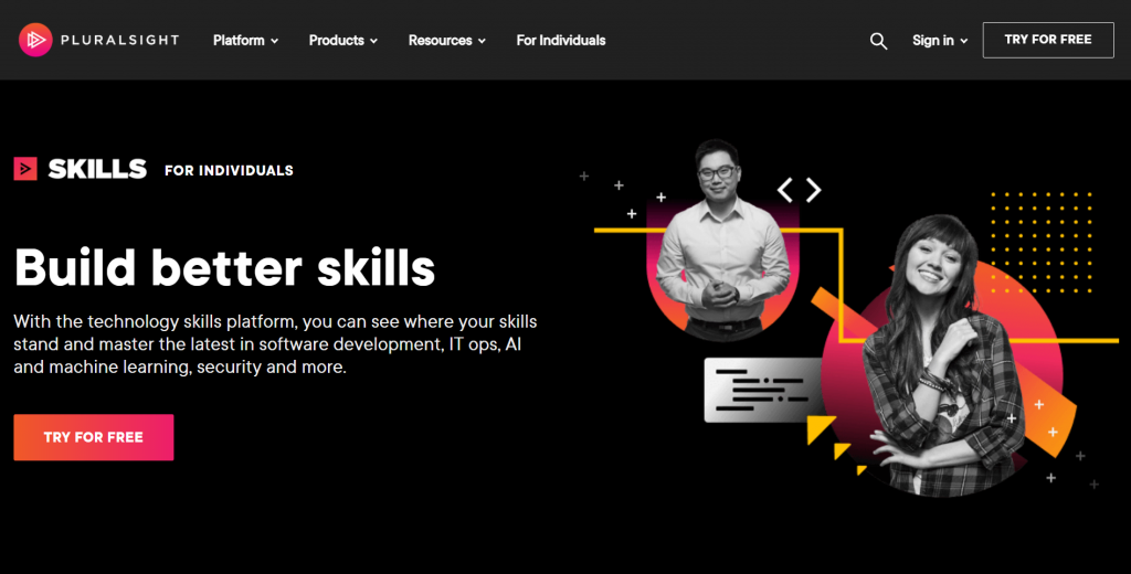 Pluralsight homepage.