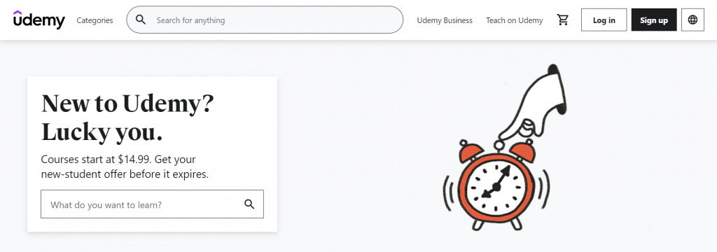 Udemy homepage.