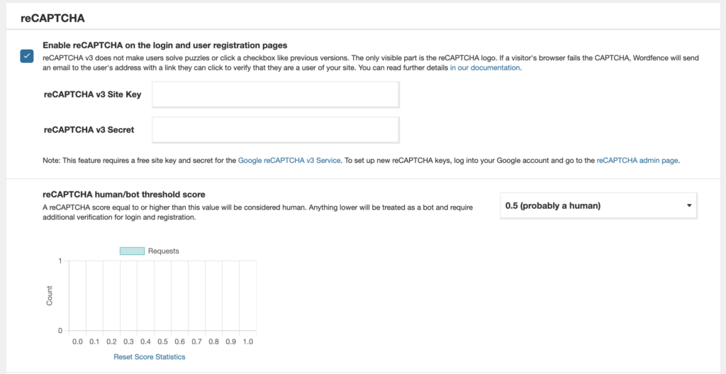 The reCAPTCHA feature in Wordfence