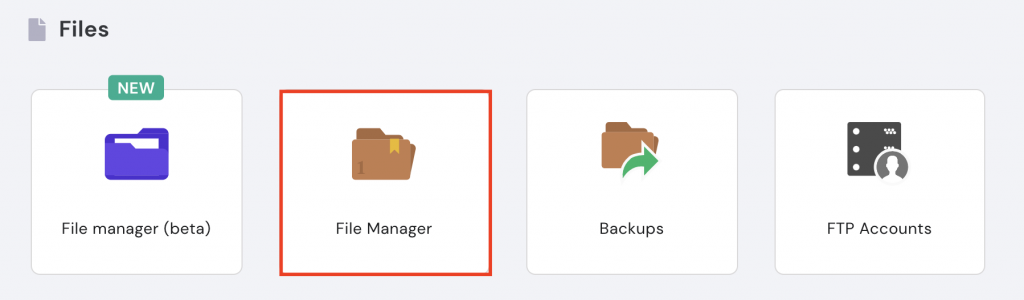 hpanel file manager option