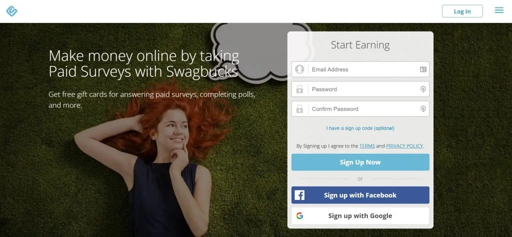 The homepage of Swagbucks