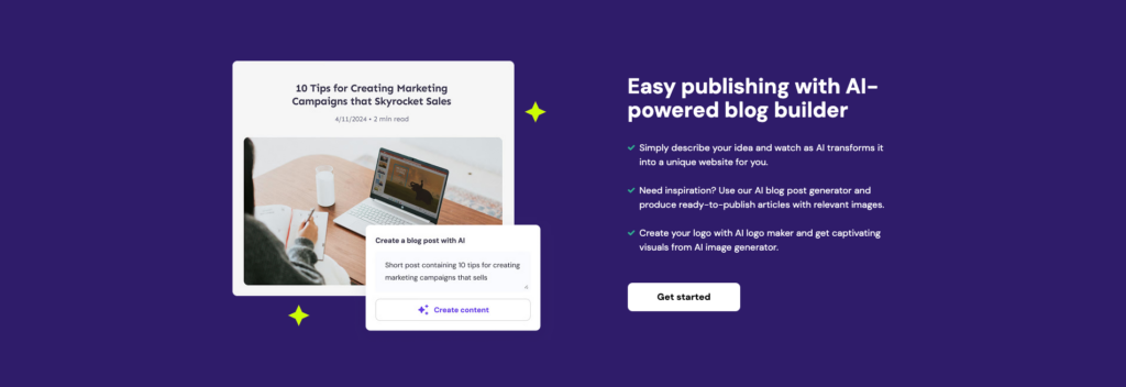 Hostinger Blog Maker landing page