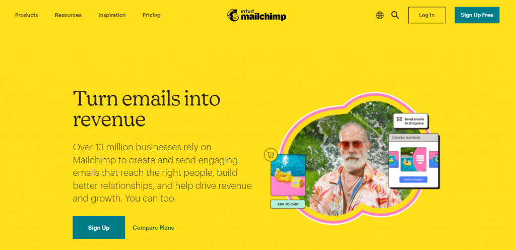 Mailchimp website homepage