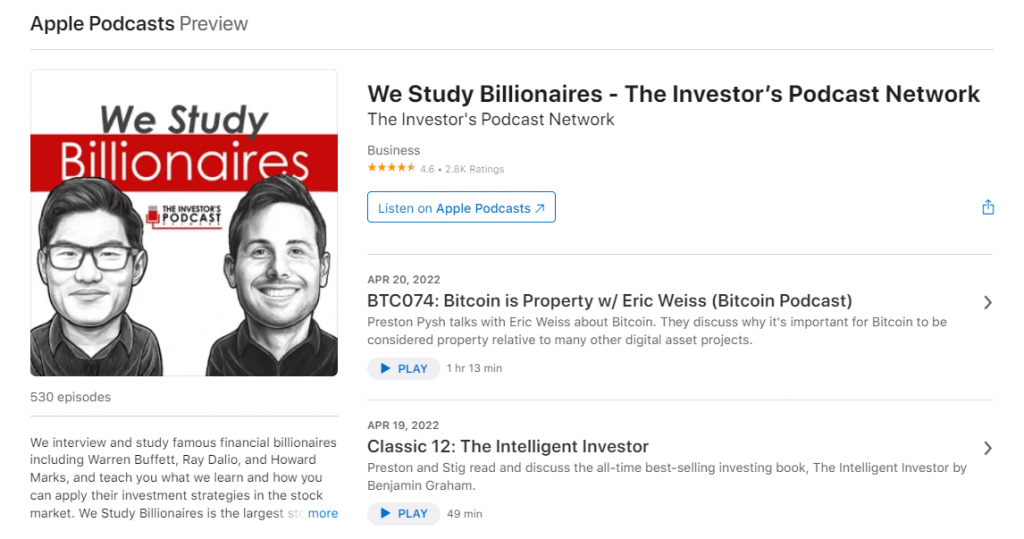 The We Study Billionaires podcast by The Investor's Podcast Network on the Apple Podcasts website