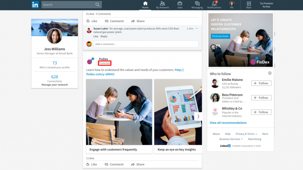 LinkedIn sponsored post