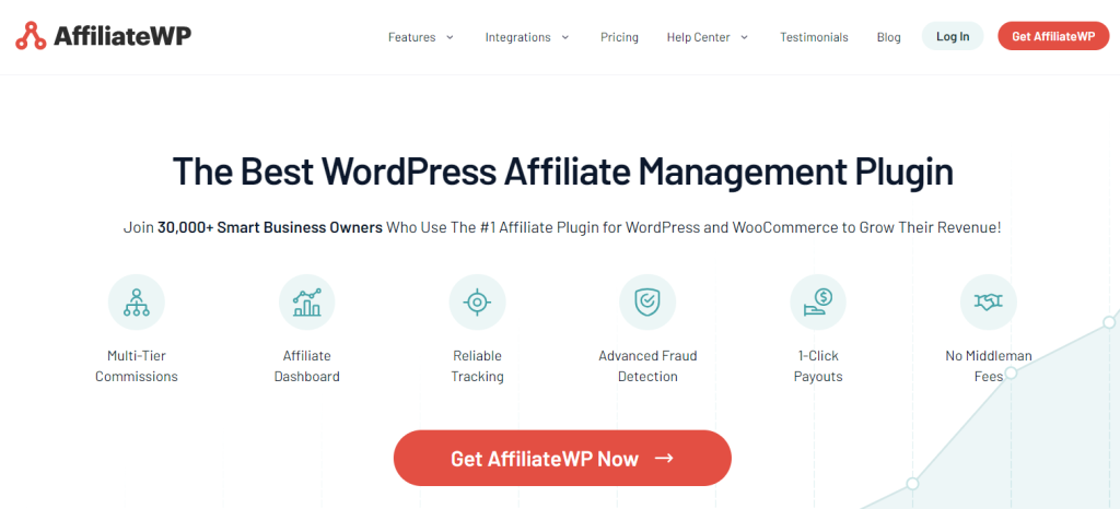 The AffiliateWP plugin's landing page