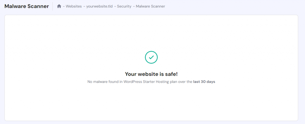 hPanel's built-in malware scanner