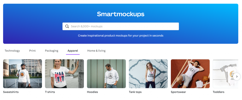 Apparel mockup templates on Canva
