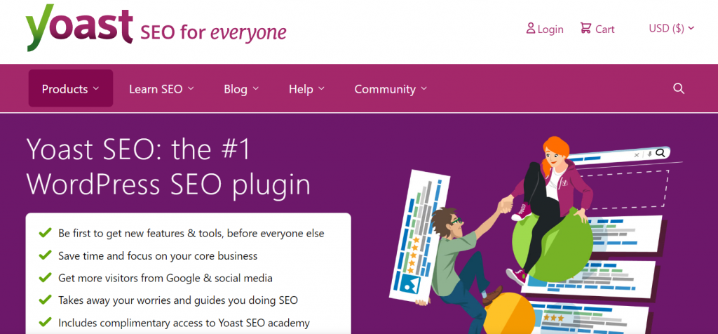 Yoast SEO website landing page