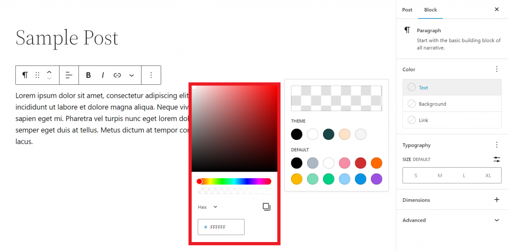 How to add template colors to custom block options in WordPress