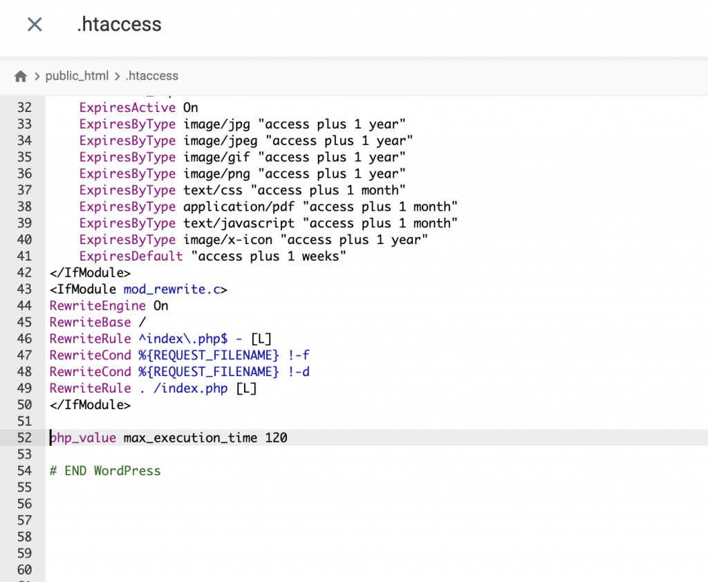 Increasing max_execution_time on .htaccess file