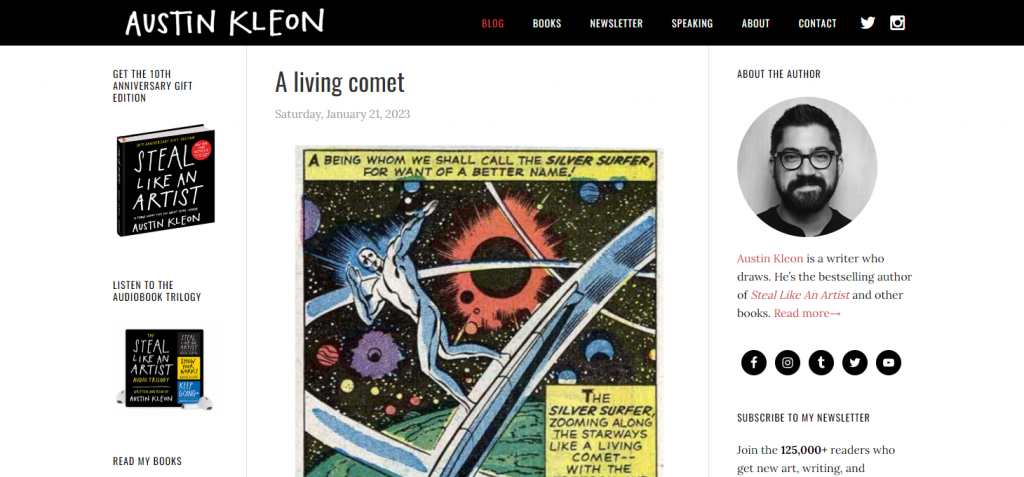 Austin Kleon website homepage