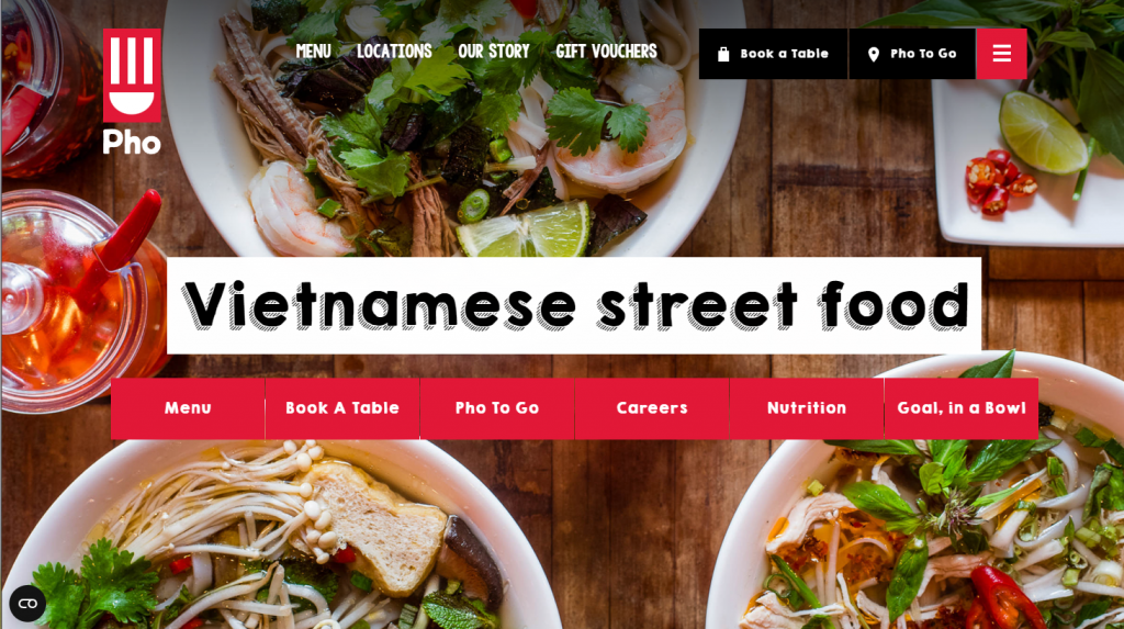 Pho Cafe website homepage
