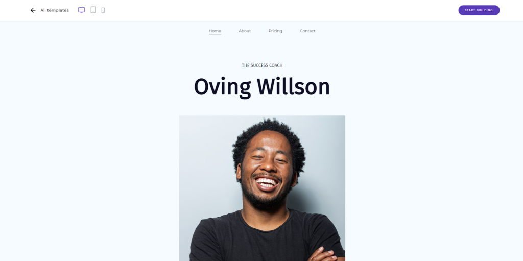 Hostinger Website Builder's portfolio template