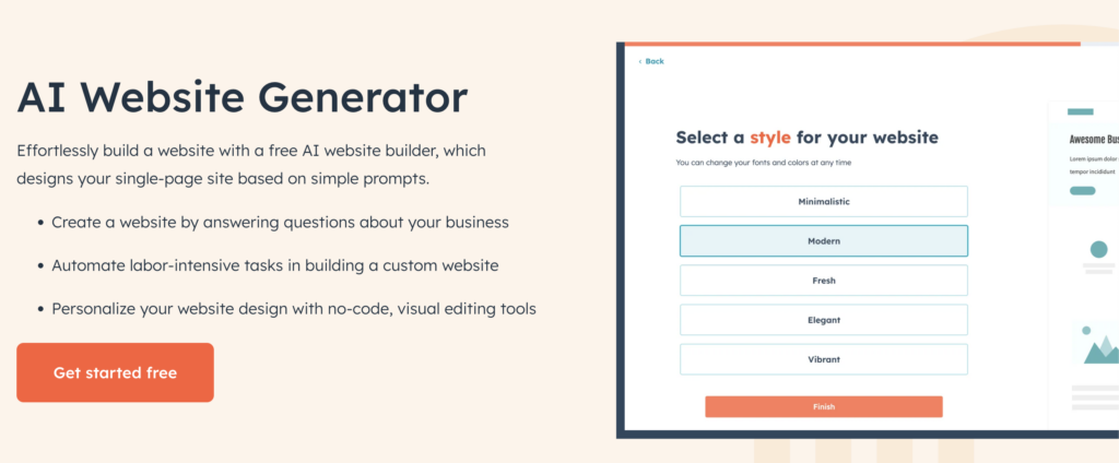 AI Website Generator 's landing page