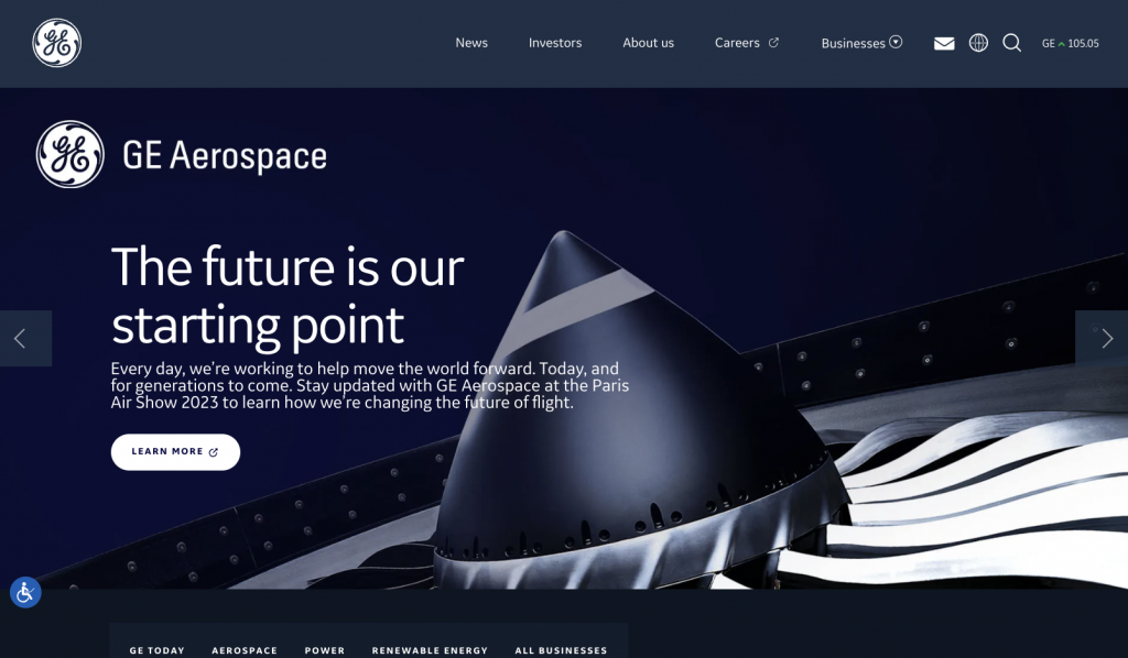 GE landing page