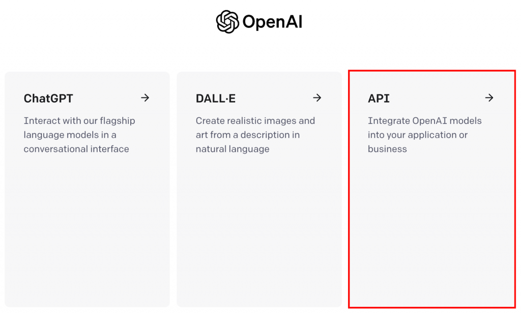 Gros plan sur l'écran de sélection du site Web d'Open API