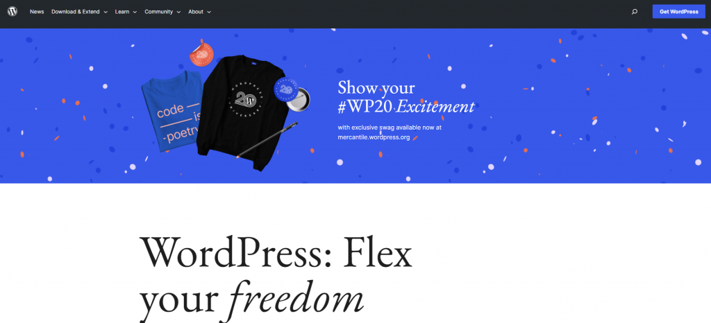 WordPress' homepage