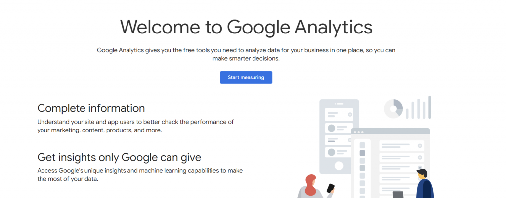 Google Analytics' landing page