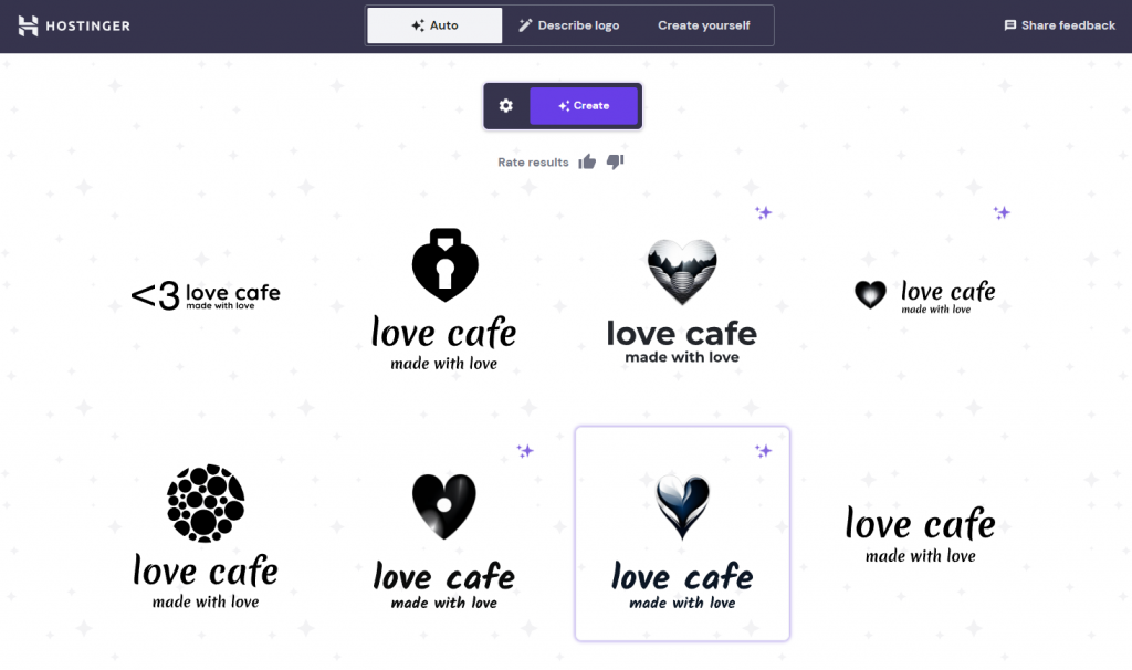 Hostinger's AI Logo Maker interface.