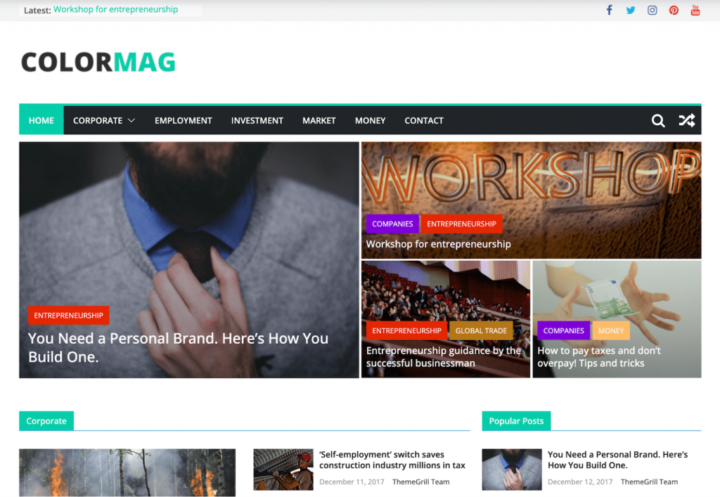 Colormag homepage